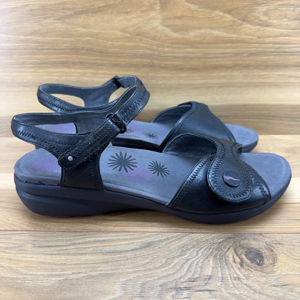 Dansko Iris Sandals 11 EU 41 Black Leather Comfort Ankle Strap Flats - Picture 5 of 12
